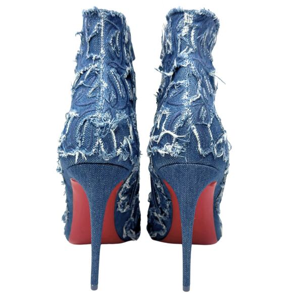 LOGO Christian Louboutin Heels So Kate Boots Ankle Booties Blue Denim NWT 40 - Picture 6 of 10